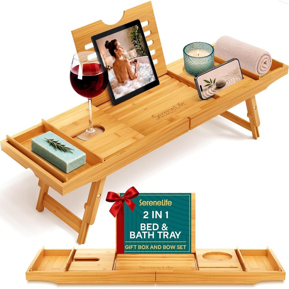 SereneLife Bath Caddy Breakfast Tray Combo